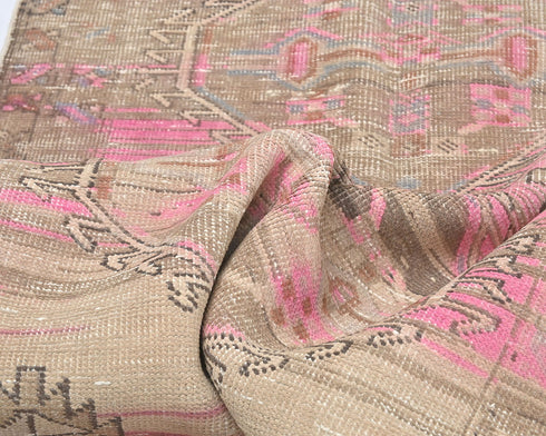 11 Ft Vintage Brown Persian Style Hand Knotted Low Pile Wool Runner Rug